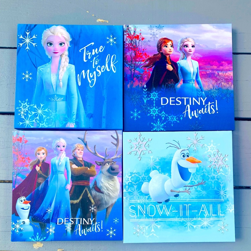 Disney Frozen 2 - Paquete de 4 lienzos 2 de ellos  LED para pared.